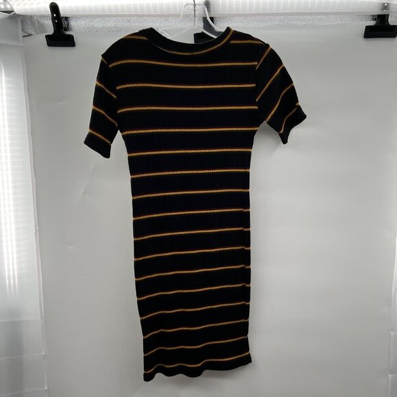 Zara Trafaluc Women's Striped Bodycon Dress Black/Multi Short Sleeve Size Small - Picture 7 of 9